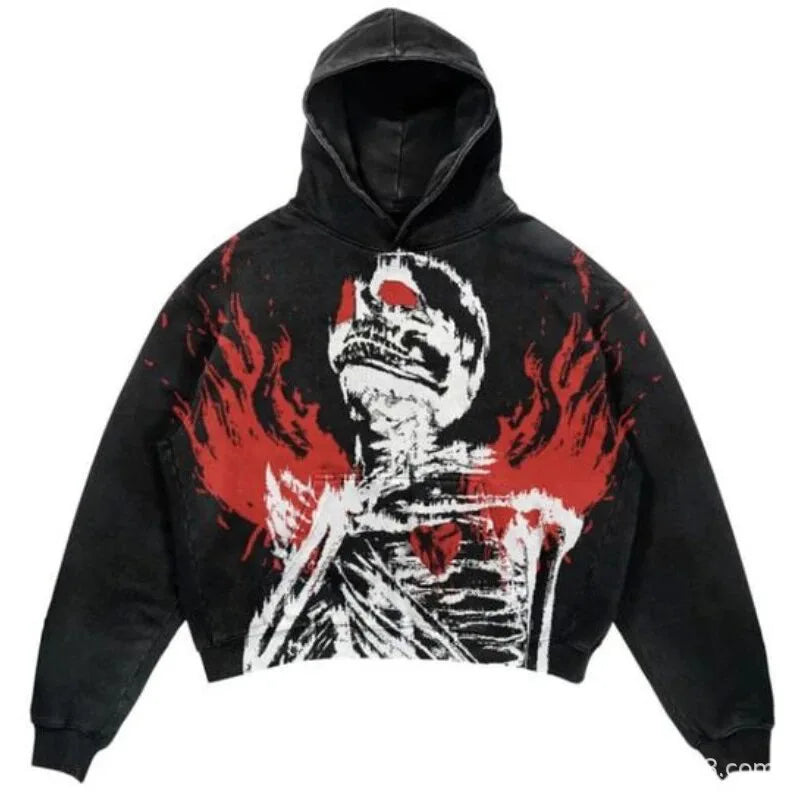 Goth Skull Print Hoodies for Women